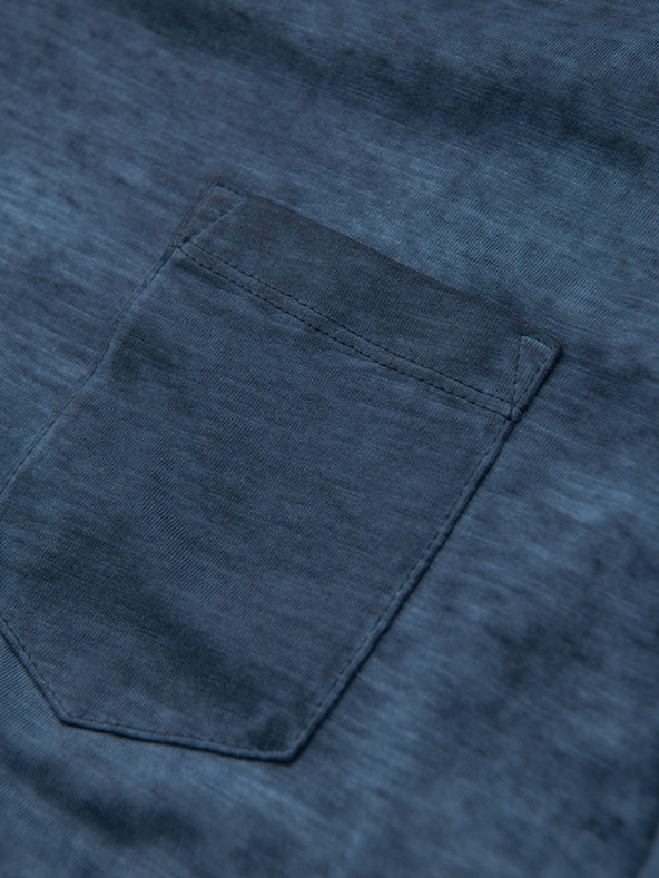 Ombre Clothing Muška pamučna majica s V-izrezom i opranim efektom - tamno plava