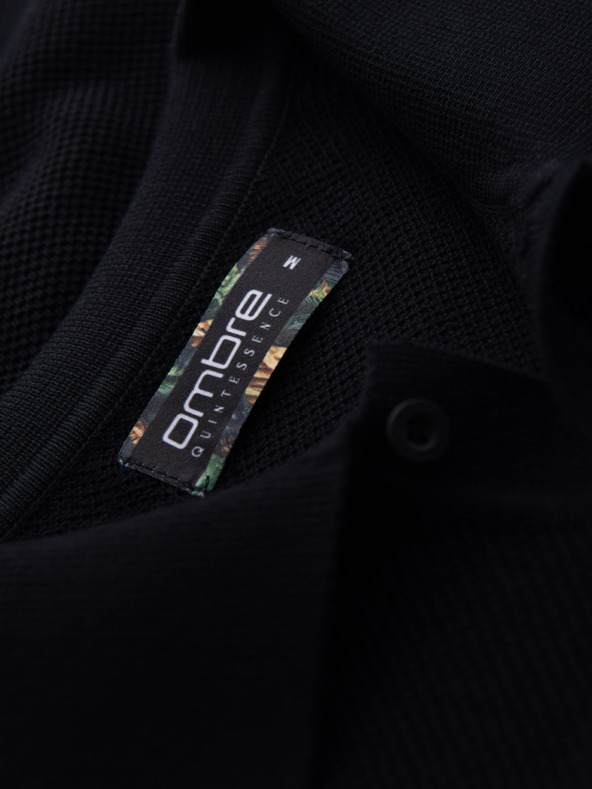 Ombre Clothing Muška pamučna polo majica od strukturirane pletenine - crna