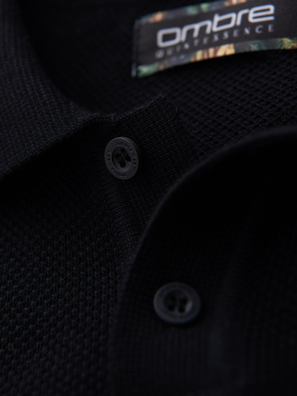 Ombre Clothing Muška pamučna polo majica od strukturirane pletenine - crna