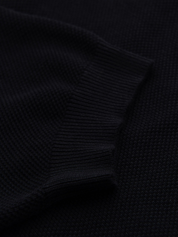 Ombre Clothing Muška pamučna polo majica od strukturirane pletenine - crna