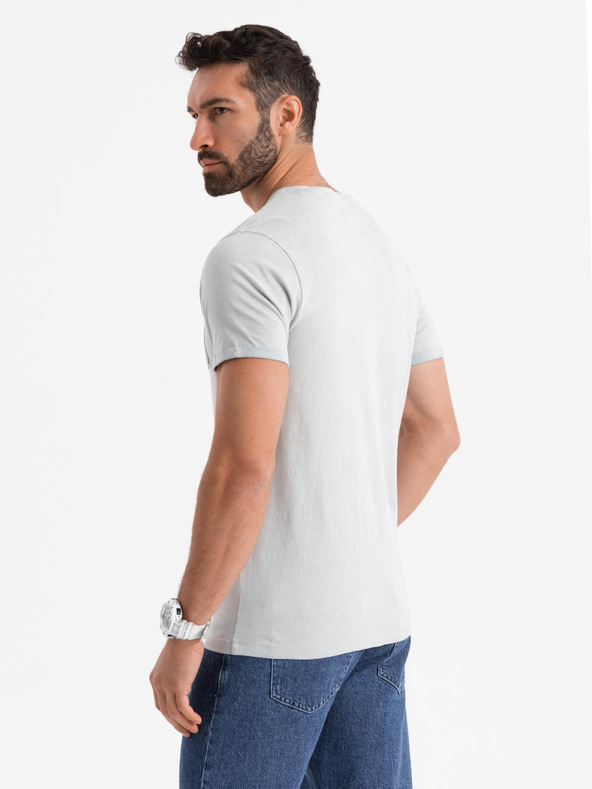 Ombre Clothing Muška pamučna majica s V-izrezom i opranim efektom - siva