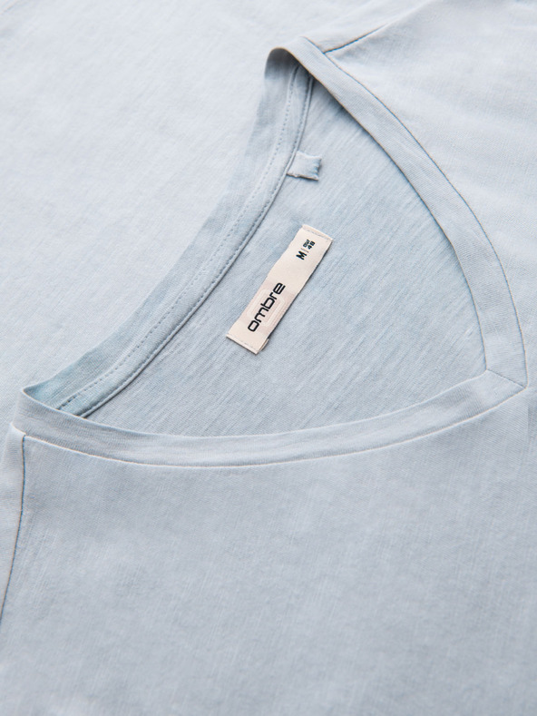 Ombre Clothing Muška pamučna majica s V-izrezom i opranim efektom - siva