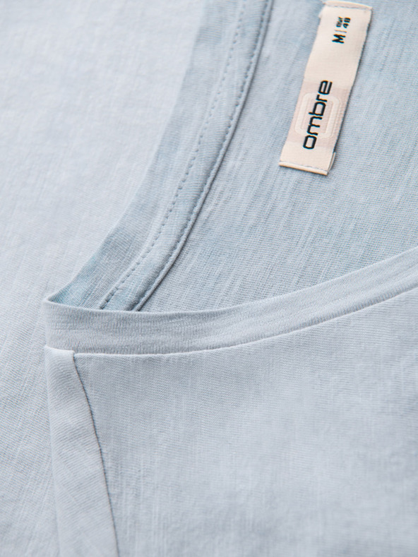 Ombre Clothing Muška pamučna majica s V-izrezom i opranim efektom - siva