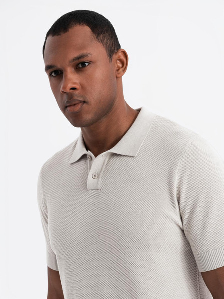 Ombre Clothing Muška pamučna polo majica od strukturirane pletenine - bež