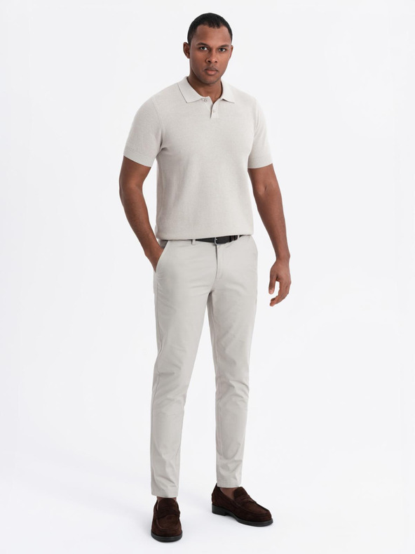 Ombre Clothing Muška pamučna polo majica od strukturirane pletenine - bež