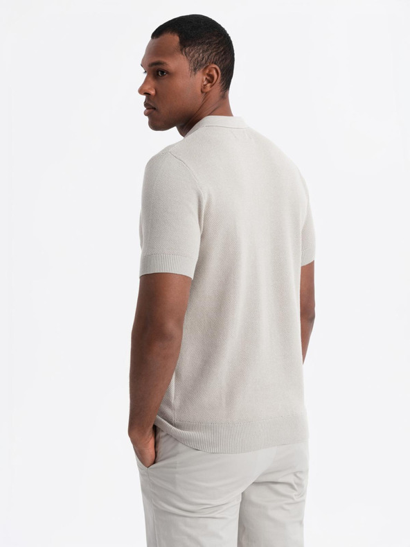 Ombre Clothing Muška pamučna polo majica od strukturirane pletenine - bež