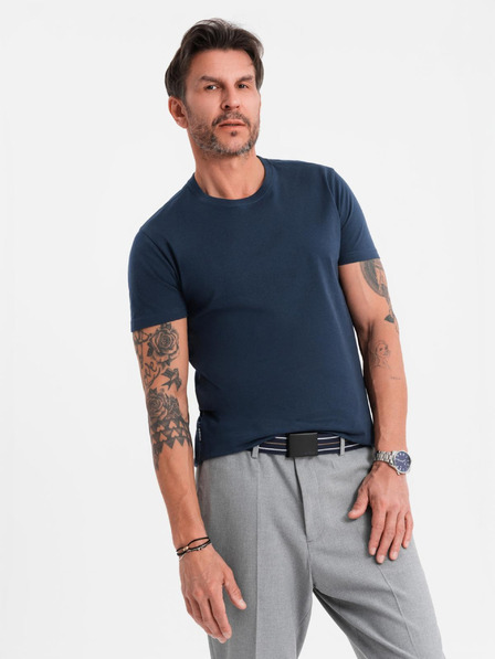 Ombre Clothing Muška klasična pamučna majica BASIC - tamno plava