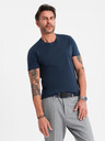 Ombre Clothing Muška klasična pamučna majica BASIC - tamno plava