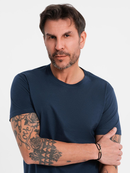 Ombre Clothing Muška klasična pamučna majica BASIC - tamno plava