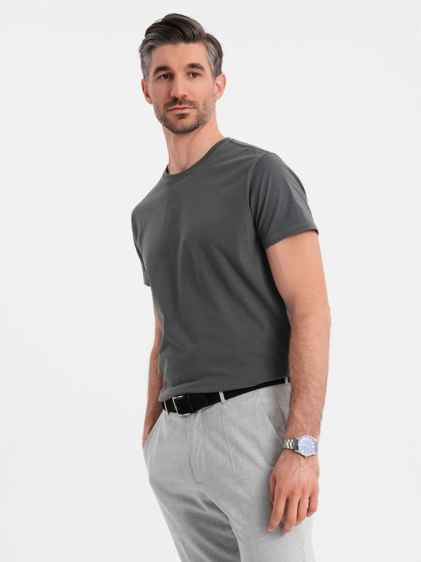 Ombre Clothing Muška klasična pamučna majica BASIC - siva