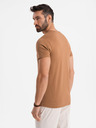 Ombre Clothing Muška klasična pamučna majica BASIC s V-izrezom - smeđa