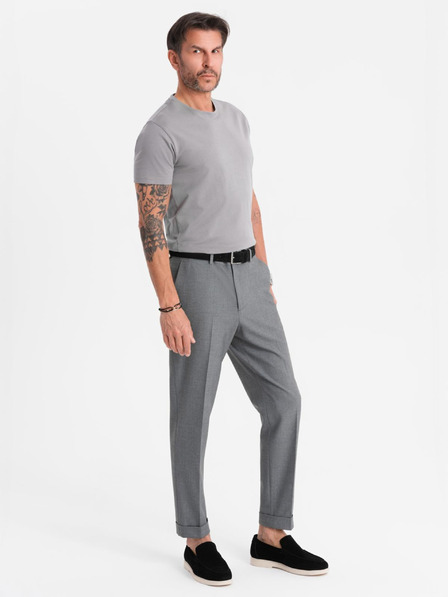 Ombre Clothing Muška klasična pamučna majica BASIC - siva