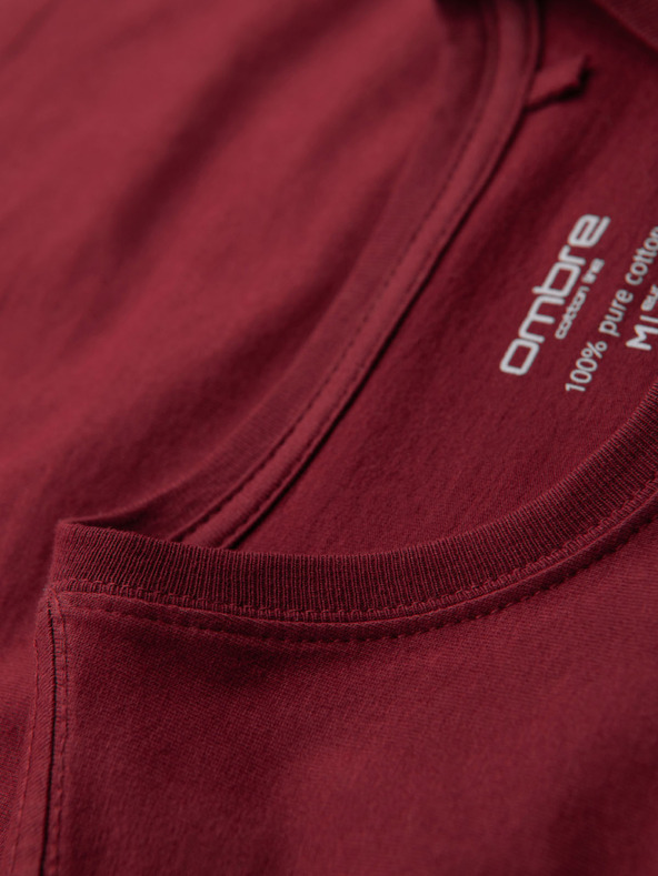 Ombre Clothing Muška klasična pamučna majica BASIC - bordo