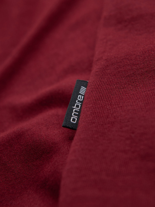 Ombre Clothing Pamučna klasična muška majica BASIC s V-izrezom - bordo