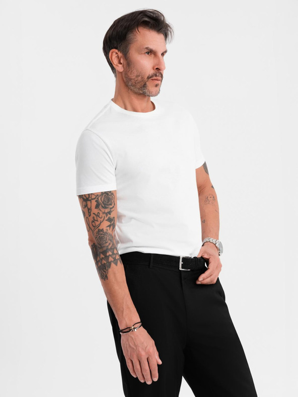 Ombre Clothing Muška klasična pamučna majica BASIC - bijela