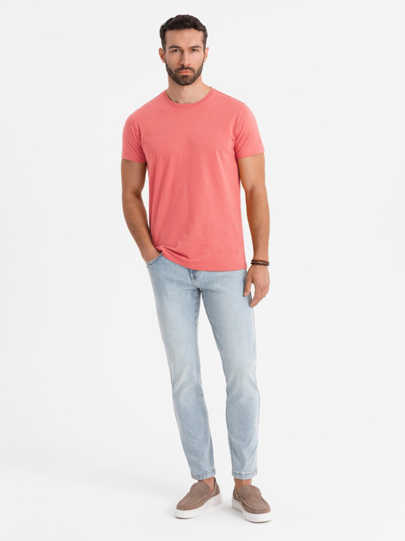 Ombre Clothing Muška klasična pamučna majica BASIC - koraljna