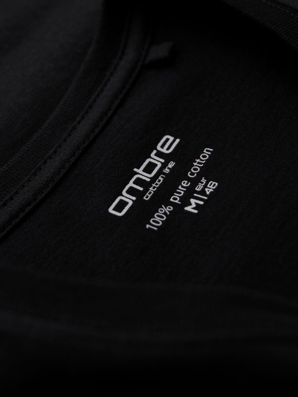 Ombre Clothing Muška klasična pamučna majica BASIC s izrezom - crna