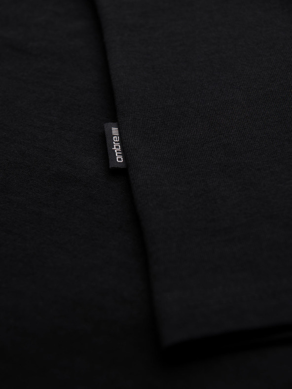 Ombre Clothing Muška klasična pamučna majica BASIC s izrezom - crna