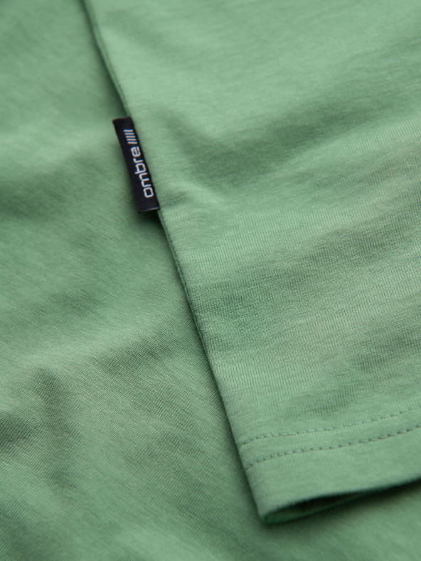 Ombre Clothing Pamučna klasična muška majica BASIC s V-izrezom - zelena