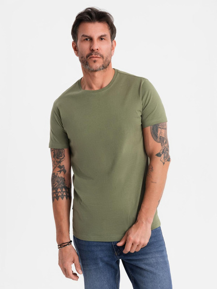 Ombre Clothing Muška klasična pamučna majica BASIC - khaki