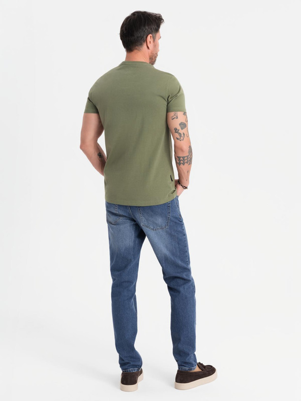 Ombre Clothing Muška klasična pamučna majica BASIC - khaki