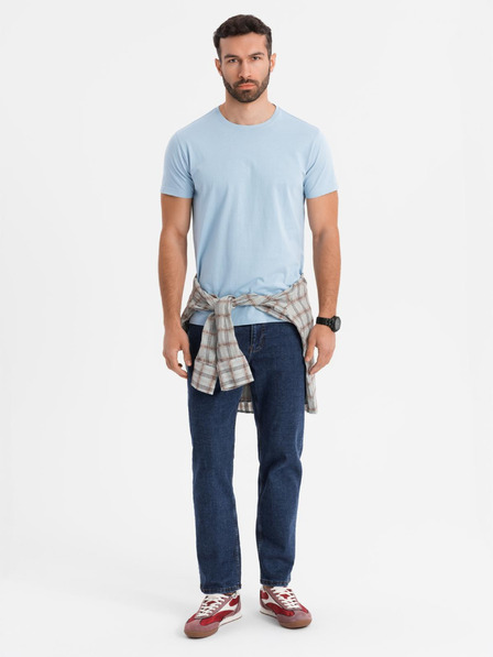 Ombre Clothing Muška klasična pamučna majica BASIC - svjetloplava