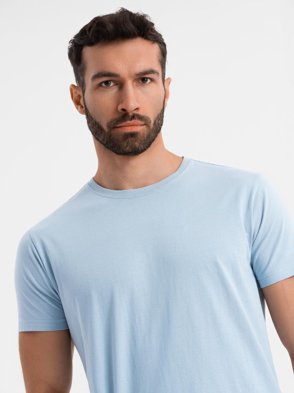 Ombre Clothing Muška klasična pamučna majica BASIC - svjetloplava