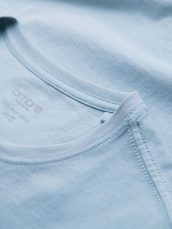 Ombre Clothing Muška klasična pamučna majica BASIC - svjetloplava