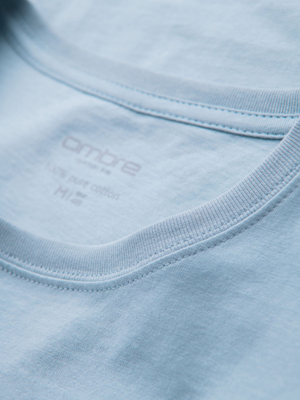 Ombre Clothing Muška klasična pamučna majica BASIC - svjetloplava