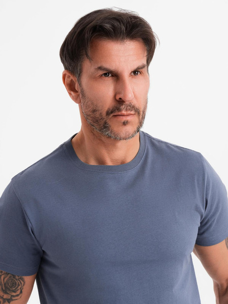 Ombre Clothing Muška klasična pamučna majica BASIC - plava traper