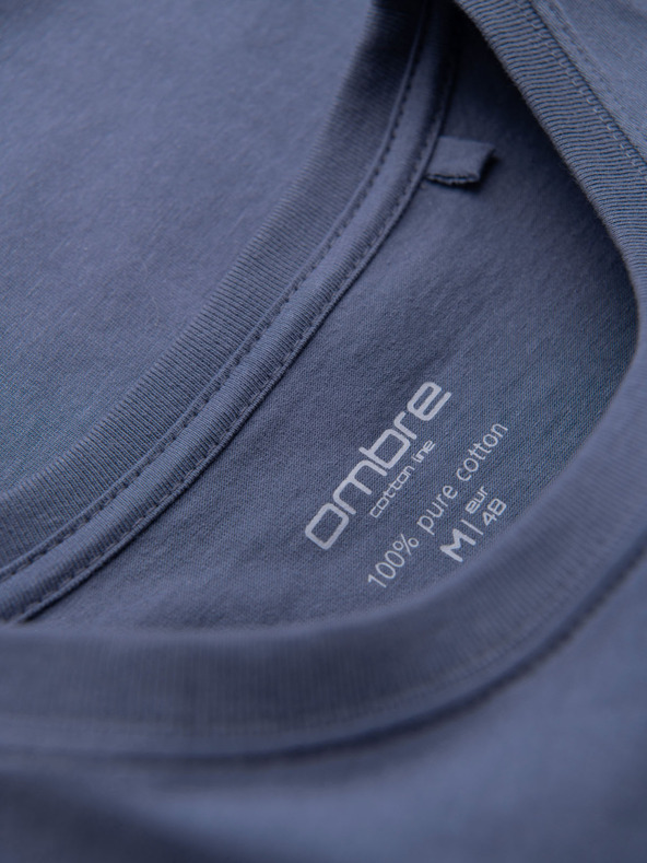 Ombre Clothing Muška klasična pamučna majica BASIC - plava traper