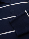 Ombre Clothing Muška polo majica s dugim rukavima i vodoravnim prugama od viskozе - tamno plava i bijela
