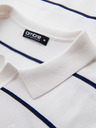 Ombre Clothing Muška polo majica s dugim rukavima i vodoravnim prugama od viskozе - bijela i tamno plava