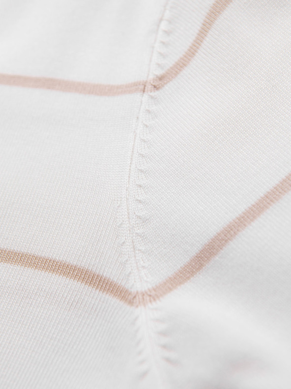 Ombre Clothing Muška polo majica s dugim rukavima i vodoravnim prugama od viskozе - bijela i bež