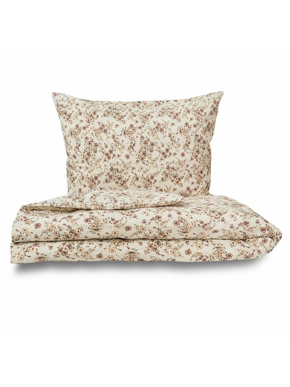 Kvalitex Produženo krep posteljno rublje 140x220, 70x90cm Cvijeće bež