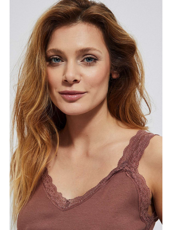 Moodo Pamučni top s čipkom