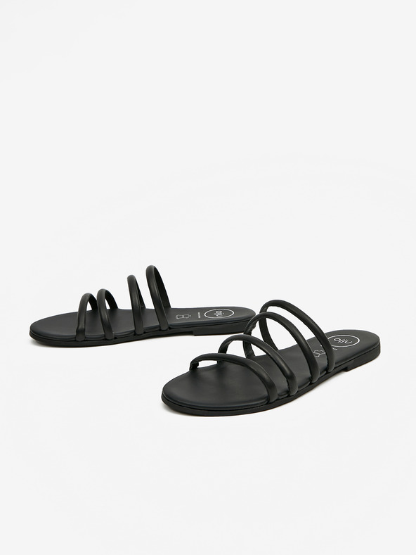 Ojju Crne kožne papuče OJJU