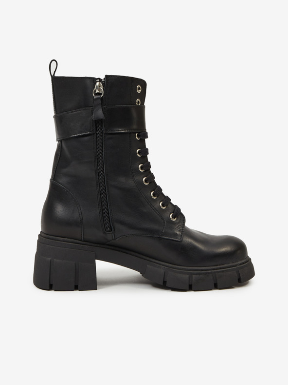 Ojju Crne ženske kožne gležnjače OJJU