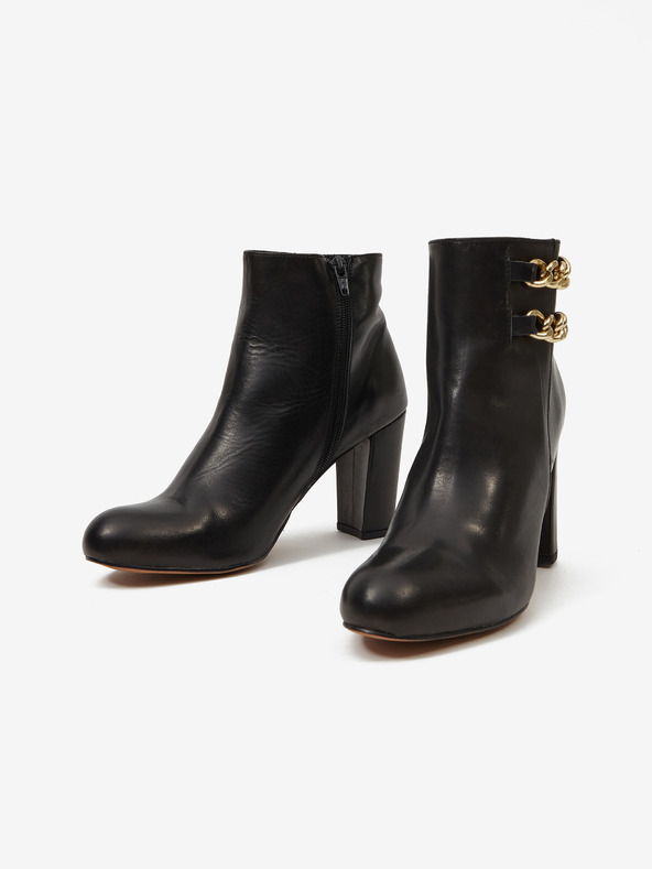 Ojju Crne ženske kožne gležnjače OJJU na petu