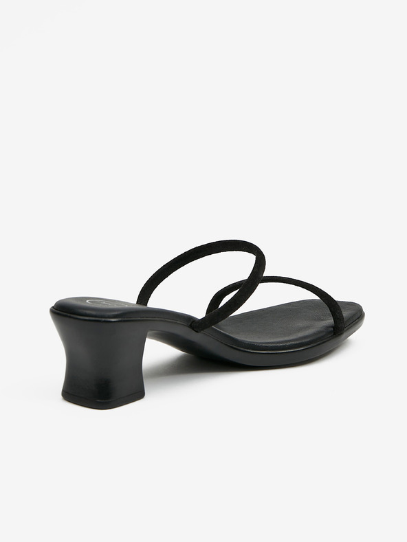 Ojju Crne ženske kožne papuče sa petom OJJU