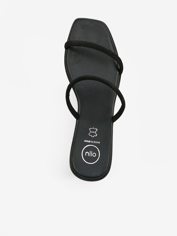 Ojju Crne ženske kožne papuče sa petom OJJU