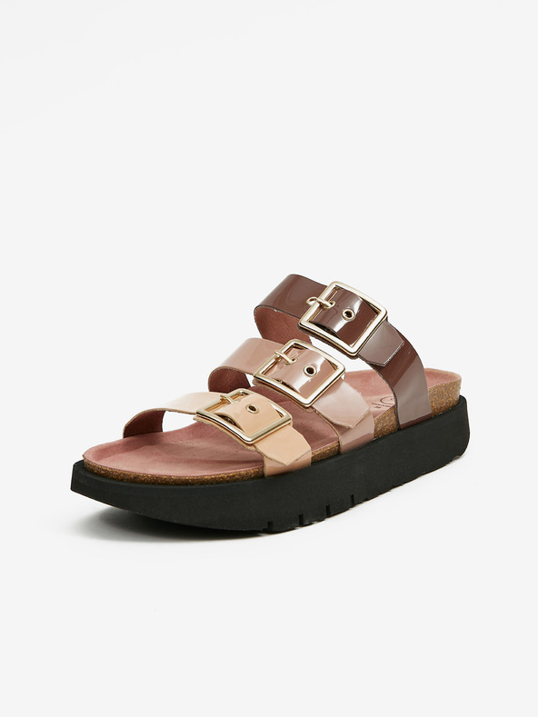 Ojju Ljubičasto-bež ženske papuče na platformi OJJU