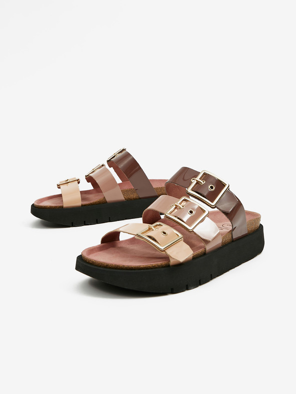 Ojju Ljubičasto-bež ženske papuče na platformi OJJU