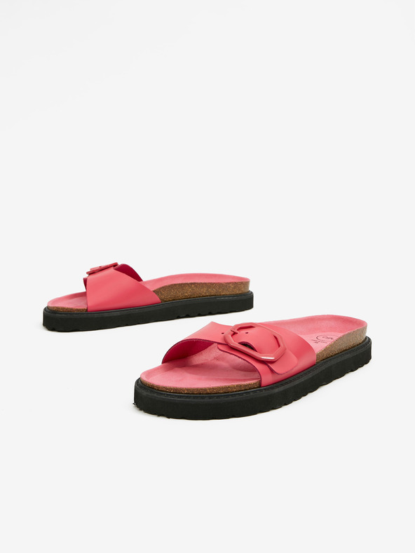 Ojju Ružičaste ženske kožne papuče na platformi OJJU