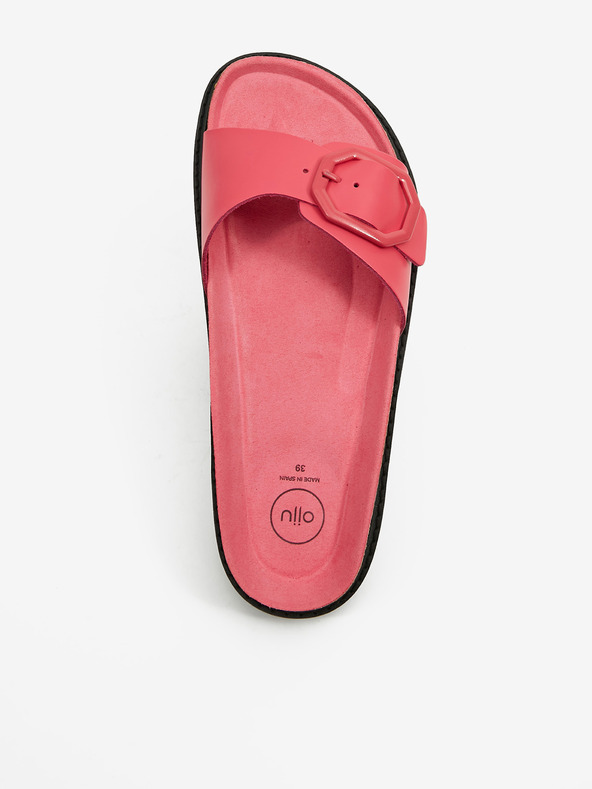 Ojju Ružičaste ženske kožne papuče na platformi OJJU