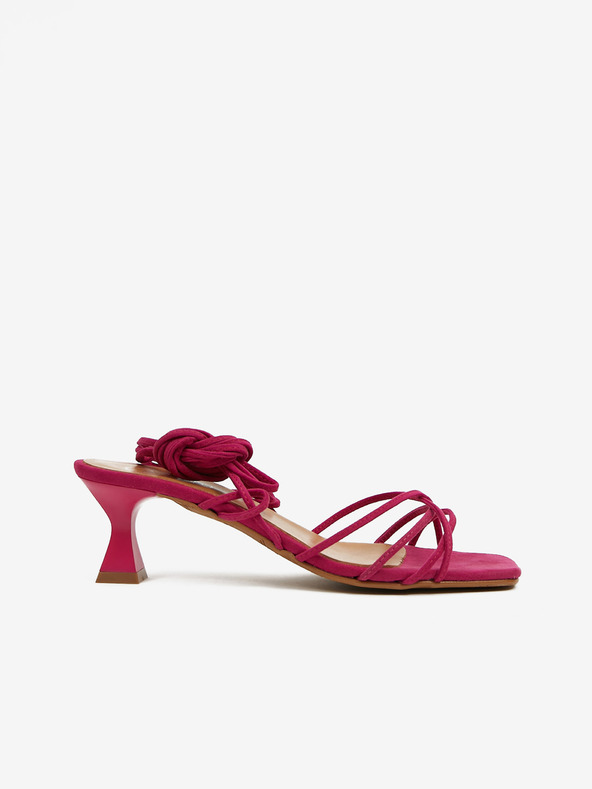 Ojju Tamnoružičaste ženske sandale na vezanje u završnici od brušene kože na OJJU peti