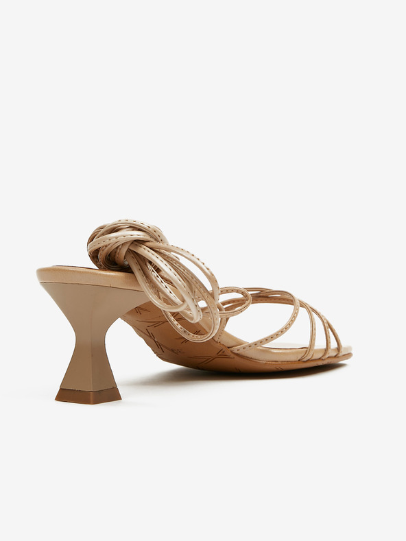 Ojju Bež ženske sandale na petu na vezanje OJJU