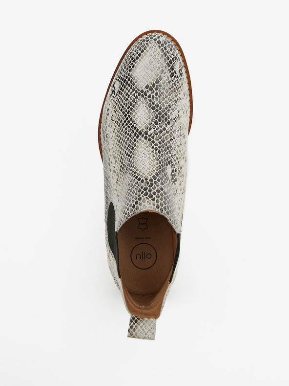 Ojju Bijele ženske kožne chelsea čizme sa zmijskim uzorkom OJJU