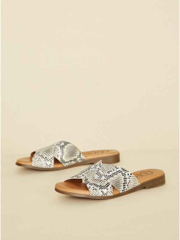 Ojju Sive kožne papuče sa zmijskim uzorkom OJJU