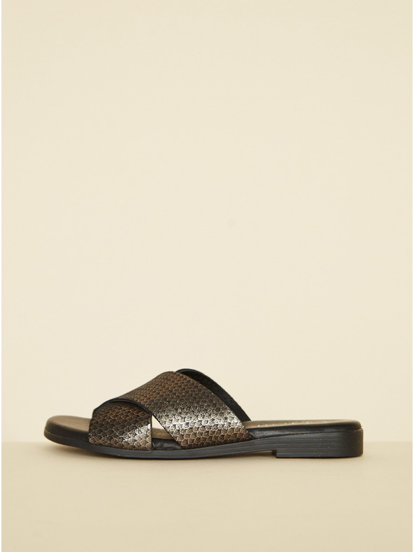 Ojju Crne kožne papuče OJJU